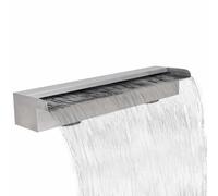 Fontaine cascade rectangulaire en acier inoxydable 60 cm avec 2 ports pour jardin, bassin, terrasse, balcon, relaxation, oasis zen