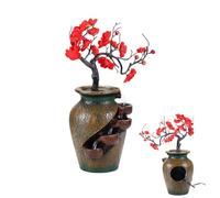 Fontaine Cascade Vase - Arbre Artificiel Et Circuit d'eau | Fontaine D'Intérieur À 4 Niveaux | Décoration Zen De Bureau pour Chambre Salon | Facile À Installer Et Entretenir