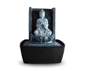 Fontaine d’Intérieur Bouddha Mur d’Eau Cascade Lotus Lumière LED Blanc - Déco Zen Salon Chambre Feng Shui - Fontaine de Table Circuit fermé - Cadeau Utile- H 26cm - Nirvana Zen’Light
