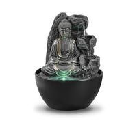 Fontaine d’Intérieur Bouddha Relaxante - Fontaine Cascade - Décoration Zen Feng Shui Porte-Bonheur- Idée Cadeau Futée et Utile Petit Prix- Fontaine de Table Lumière LED - H 18cm - Revata Zen’Light