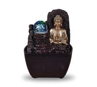 Fontaine d’Intérieur Bouddha Zen Lumière LED Coloré- Décoration Esprit Zen - Objet Porte-Bonheur Feng Shui - Fontaine de Table - Idée Cadeau Futée et Utile Petit Prix - H 18cm - Theravada Zen’Light