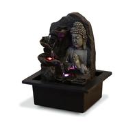 Fontaine d’Intérieur Cascade Bouddha Lotus Lumière LED Colorée, Décoration d’Intérieur Feng Shui, Idée Cadeau Esprit Zen, Avec Pompe Silencieuse Fournie, Spiritualité Zen’Light, 21 x 21 x 26 cm