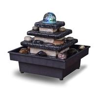 Fontaine d’Intérieur Cascade Escalier Temple Lumière Colorée, Décoration d’intérieur Zen Relaxante Salon, Chambre, Bureau, Fontaine de Table Décorative, Idée Cadeau, H 18x20x18 cm - Eka Zen’Light