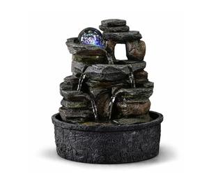 Fontaine d’Intérieur Cascade Nature Effet Pierre Rock Lumière Coloré, Idée Cadeau, Déco d’intérieur en Mouvement - Fontaine de Table Zen Relaxante, Objet Feng Shui Bonheur, H 23cm - Satya Zen’Light