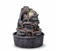 Fontaine d’Intérieur Cascade Nature Escalier Effet Pierre Lumière Coloré, Idée Cadeau, Déco d’intérieur en Mouvement - Fontaine de Table Zen Relaxante, Objet Porte-Bonheur, H 25cm - Luberon Zen’Light