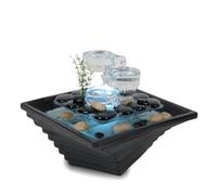 Fontaine d’Intérieur en Céramique et Verre Haute Qualité Lumière Blanche, Déco Méditation, Tasse Jarre Zen, écoulement d’eau envoutant, Idée Cadeau Haute Gamme, H 20x23x23cm - Himalaya Zen’Light