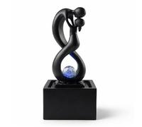 Fontaine d’Intérieur Moderne avec Lumière LED Coloré - Sculpture Amoureux Amovible - Décoration d’intérieur Contemporaine - Circuit fermé Boule en Rotation - H 31x14x14 cm Amor Noir - Zen’Light