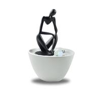 Fontaine d’Intérieur Moderne Statue Homme Amovible Lumière LED Coloré - Idée Cadeau Homme Insolite - Décoration d’Intérieur contemporain - Fontaine de Table Circuit fermé - H 26cm - Pensador Zen’Light