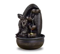 Fontaine d’Intérieur Mur d’Eau Cascade Jarre Statue Bouddha Amovible Lumière LED Coloré, Grand Décoration de Table Bureau Salon, Fontaine Porte-Bonheur au Circuit fermé, H 40cm - Krishna Zen’Light