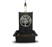 Fontaine d’Intérieur Mur d’Eau Cascade Motif Arbre de Vie Lumière Spot Blanc, Grand Décoration de Table Bureau Salon Chambre, Source de Zenitude Méditation Relaxation, H 40cm - Arbre de Vie Zen’Light
