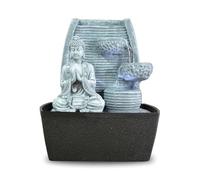 Fontaine d’Intérieur Mur d’Eau Cascade - Statue Bouddha Amovible- Fontaine de Table Lumière LED Blanc Circuit fermé - Décoration Zen Salon Chambre Feng Shui - Cadeau Utile- H 26cm - Sagesse Zen’Light