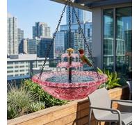Fontaine de Bain d'oiseaux à Cascade à énergie Solaire Suspendue, adaptée aux Jardins de Balcon et aux mangeoires extérieures pour colibris(Purple)