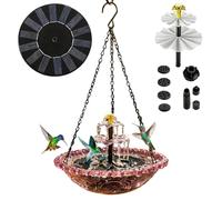 Fontaine de bain d'oiseaux - Avec effet cascade Résistant aux intempéries et décoratif | Bain d'oiseaux d'extérieur avec pompe à fontaine solaire - pour décoration de jardin Cour Terrasse Pont Chemin