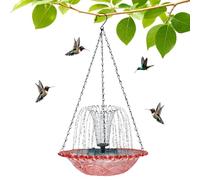 Fontaine De Bain d'oiseaux Suspendue en Cascade Solaire | Bain d'oiseaux Suspendu Extérieur avec Fontaine Solaire |ABS, Mangeoire Extérieure Automatique avec Pompe Solai-re Et Bol, pour Jardin, Patio