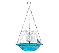Fontaine de bain pour oiseaux - 23 x 46 cm, ensemble de pompe solaire, extérieur sauvage | Colibri, perroquet, perruche, patio, balcon, cour, clôtures, jardin, balustrade, terrasse, décoration sereine