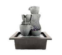 Fontaine de Bureau de Style Zen, Ornement géométrique Cascade avec Pompe à Eau et Boule de Cristal Haute luminosité, idéale pour Le décor de Bureau et de Patio sur Le thème Zen-Light Gray
