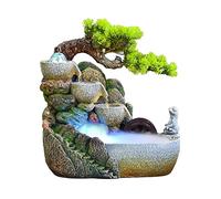Fontaine de bureau d'intérieur Cascade méditation Zen Caractéristique de cascade intérieure avec pompe automatique Arbres artificiels et cascade éclairée pour décoration de bureau