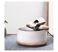 Fontaine de bureau Fontaine à eau de table en céramique avec fontaine Zen Feng Shui, design bambou, for décoration intérieure et extérieure, bureau, hauteur 13 cm(Blanc)