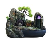 Fontaine de bureau Fontaine à eau de table en résine avec pierre montagne artificielle, décoration d'intérieur Zen bureau, for spa et yoga, 12,5 pouces hauteur