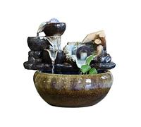 Fontaine de Bureau Fontaine de Bureau d'intérieur, Fontaine d'eau à recirculation, rocaille en céramique, Fortune, Roue Feng Shui, Ornements, Salon, Bureau, Bureau, décoration de Paysage,