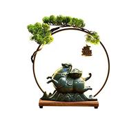 Fontaine de bureau Fontaine de table en céramique, fontaine cascade, décoration d'intérieur, Feng Shui, richesse, ornements bureau avec lumières LED rondes et faux décor d'arbre