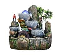 Fontaine de Bureau Fontaine d'eau de Table à 3 Niveaux avec Cascade de Roche et Brume d'eau pour la décoration de la Maison de Bureau Fontaine de Table (Grande)