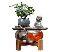 Fontaine de Bureau Ornements d'eau Courante, Salon Simple et Moderne, Bureau, Circulation, Petit Aquarium en Verre, décoration de Pisciculture Décor de Fontaine d'eau