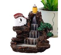 Fontaine De Fumée Aromathérapie - Sculpture Du Temple Artistique, Tour De Qui Coule | Ornement En Cascade D'Encens En Résine Zen, Pièce De Diffusion De Parfum Calme Avec Conception En Couches