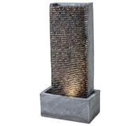 Fontaine de jardin à 2 niveaux --ChezMoi-- avec éclairage LED, pompe, aspect granit, 37,5 x 22 x 80 cm