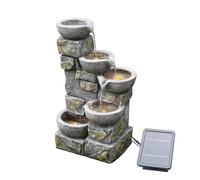 Fontaine De Jardin Cascade Énergie Solaire Effet Pierre Batterie Et Led Gris Marron Teamson Home Pt-Sf0003 Gris