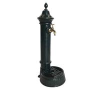 Fontaine De Jardin À Poser Source En Fonte D'aluminium Patinée Vert Anglais Avec Robinet Fonctionnel En Laiton 26x35x72cm Vert