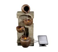 Fontaine De Jardin Avec Batterie Led Marron, Teamson Home, Brun Marron