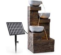 blumfeldt Fez Fontaine Solaire Fontaine de Jardin Décorative, Alimentation Solaire, Éclairage LED, 34 x 76 x 36 cm (LxHxP), Polyrésine, 3 Niveaux en Cascade, Intérieur et Extérieur, Marron