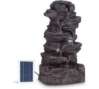 BLUMFELDT Stonehenge Fontaine Solaire, avec Panneau Solaire, Batterie Lithium-ION (Environ 5 h d'autonomie), éclairage LED, polyrésine | antigel, pour l'intérieur et l'extérieur, Gris