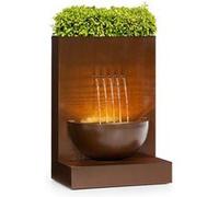 Fontaine de jardin - blumfeldt Windflower - Fontaine décorative - 750L/h - Bac à plantes - Pompe 11W - Eclairage LED - Métal marron Marron G