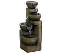 Outsunny Fontaine de jardin d'ornement zen débit réglable pompe à eau submersible incluse dim. 25L x 24l x 60H cm résine noir | Aosom France