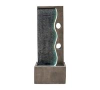 Fontaine de Jardin Cascade Électrique Extérieure Polyresine Gris 3 Lumières LED Blanc Chaud Pompe à Brancher Câble de 7 m Statue Droit Décor Maison Terrasse Harmony Falls [Brosse de Nettoyage Inclus]