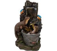 Fontaine de Jardin Cascade Électrique « Otter Oasis » Extérieure LED Pompe Gris G