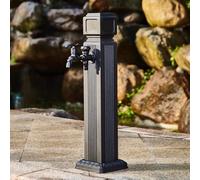 Fontaine de Jardin, Colonne d'eau de Jardin avec Robinets à Double Sortie, robinet d'eau de cour extérieur antigel avec Pistolet Pulvérisateur et Support de Tuyau(110cm/43.3in)