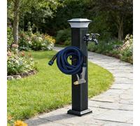 Fontaine de Jardin Colonne d'Eau en Aluminium avec Lampe Solaire LED, Robinet d'Extérieur Antigel avec Pistolet Arrosage pour Jardin Villa Cour(B,79cm/31.1in)