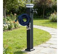 Fontaine de Jardin Colonne d'Eau en Aluminium avec Lampe Solaire LED, Robinet d'Extérieur Antigel avec Pistolet Arrosage pour Jardin Villa Cour(B,104cm/40.9in)