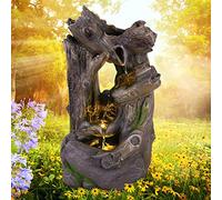 Fontaine de Jardin Décorative Extérieur Intérieur avec Lumière LED 230/12 V Cascade d'eau pour Jardin, Étang, Terrasse, Balcon - Forêt Flottée