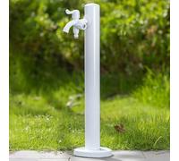 Fontaine de jardin d'extérieur avec double robinet, en acier inoxydable, protection contre le gel et les UV, idéale pour les fermes et les pâturages, 60 cm de hauteur (noir)