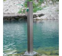Fontaine de jardin d'extérieur en acier inoxydable 304 avec double sortie d'eau pour irrigation et lavage de voiture, 86 x 10,5 cm, fontaine durable et élégante