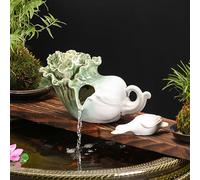 Fontaine de jardin en plein air Gargouille pour étang Jeu d'eau, DIY Pot en céramique Décoration, Système De Circulation Eau Relaxant, pour Aquarium Et Extérieur(22*11.5*13cm/8.7*4.5*5.1in)