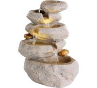 Fontaine de jardin en polyrésine cascade 18 x 23 x 35 cm avec éclairage LED