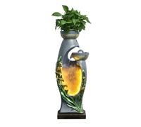 Fontaine de Jardin Fontaine d'intérieur, Ornements de Fontaine créatifs, d'eau brumisation Moderne en Fer à Cheval et Lotus, décoration Maison/Bureau Fontaine d'extérieur(Gris)