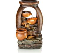 Fontaine de jardin LED Amphore 50cm | Jeu d'eau avec pot à plantes & éclairage LED | Fontaine décorative d'intérieur & de jardin avec circuit d'eau fermé