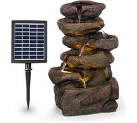 Fontaine de jardin solaire Blumfeldt Savona - Cascade - LED - Polyrésine - Batterie 5h - Aspect pierre
