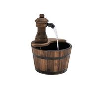 Outsunny Fontaine de Jardin tonneau Pompe à Eau Submersible Incluse Ø 27 x 37H cm Bois de pin Marron